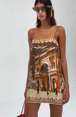 Venroy Silk Twill Mini Dress in Brown Size XS / AU 6  for rent on The Volte - image 3