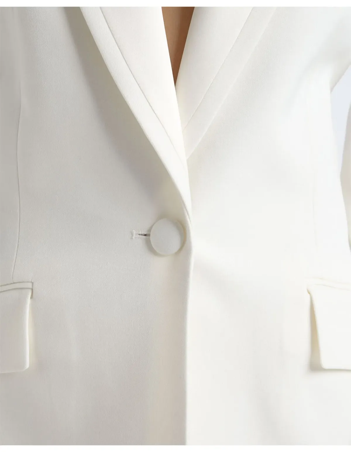 Cue Single Breasted Satin Lapel Blazer Size 6 AU Ivory - Image 3