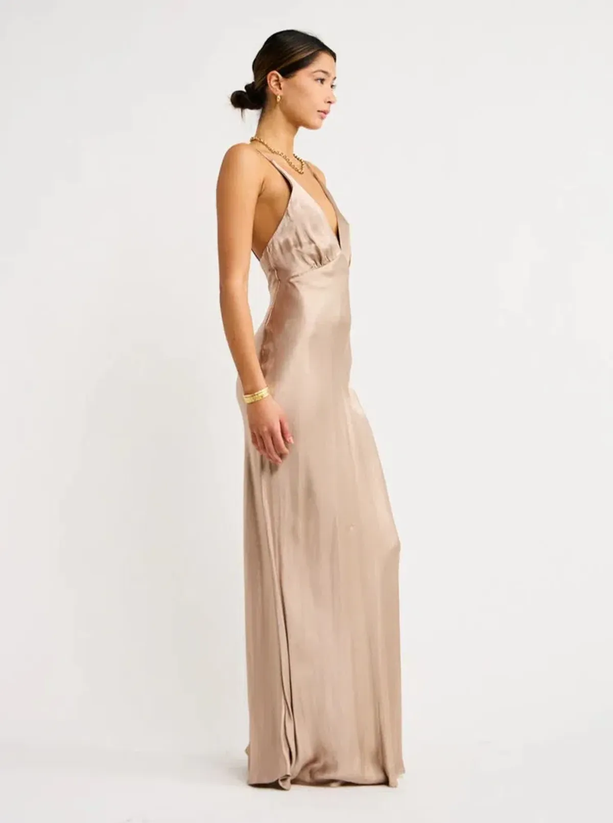 Bec and Bridge Lorelai V Maxi Dress in Smoke Taupe Size 6 - Image 2