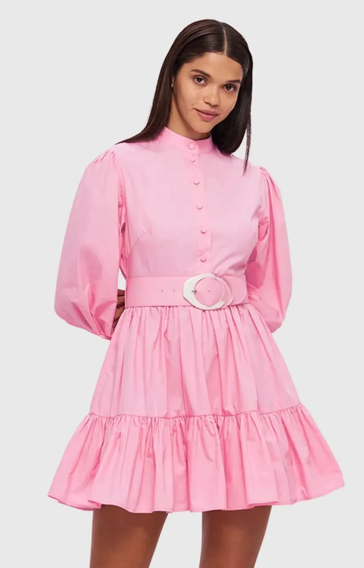 Leo Lin Alexandra Bubblegum Pink Belted Mini Dress Size 12 - Image 1