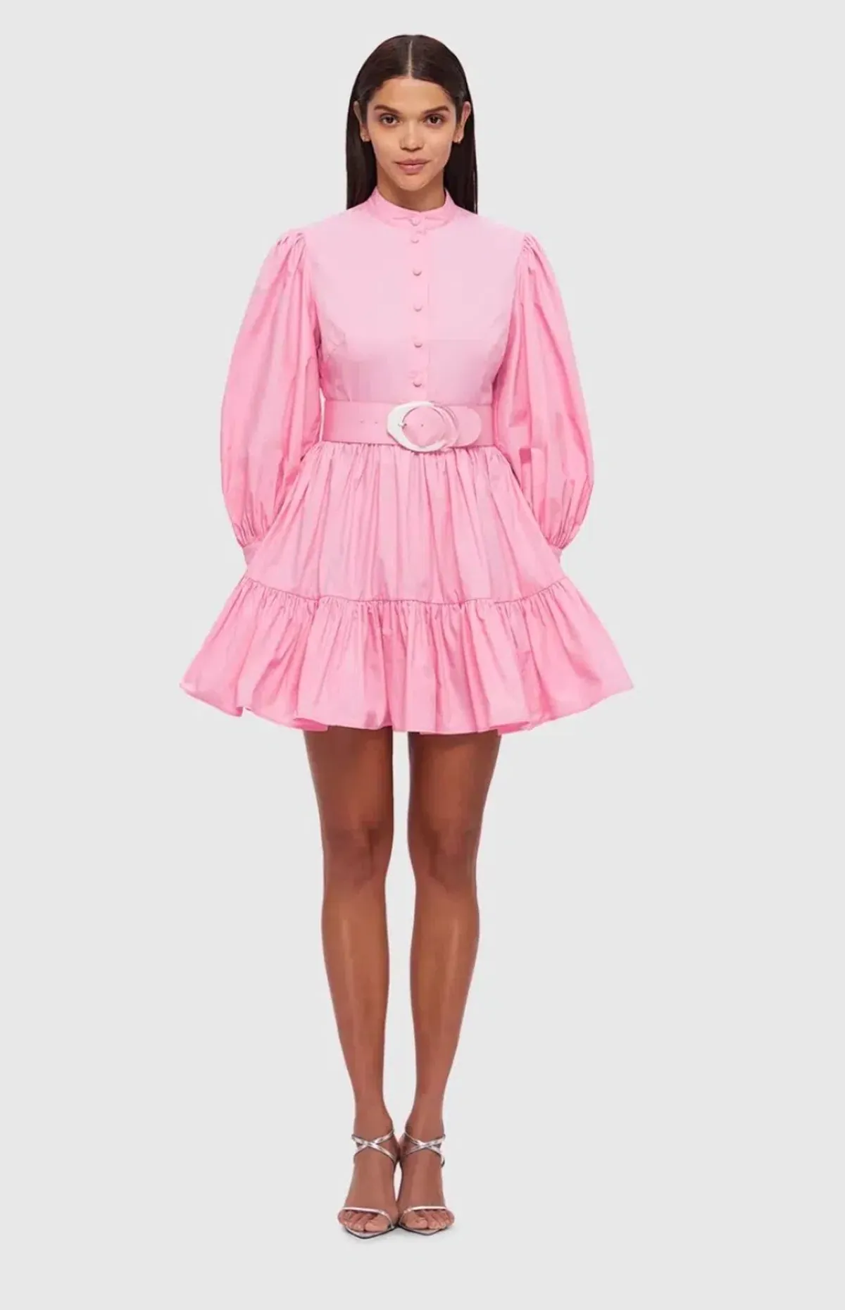 Leo Lin Alexandra Bubblegum Pink Belted Mini Dress Size 12 - Image 4