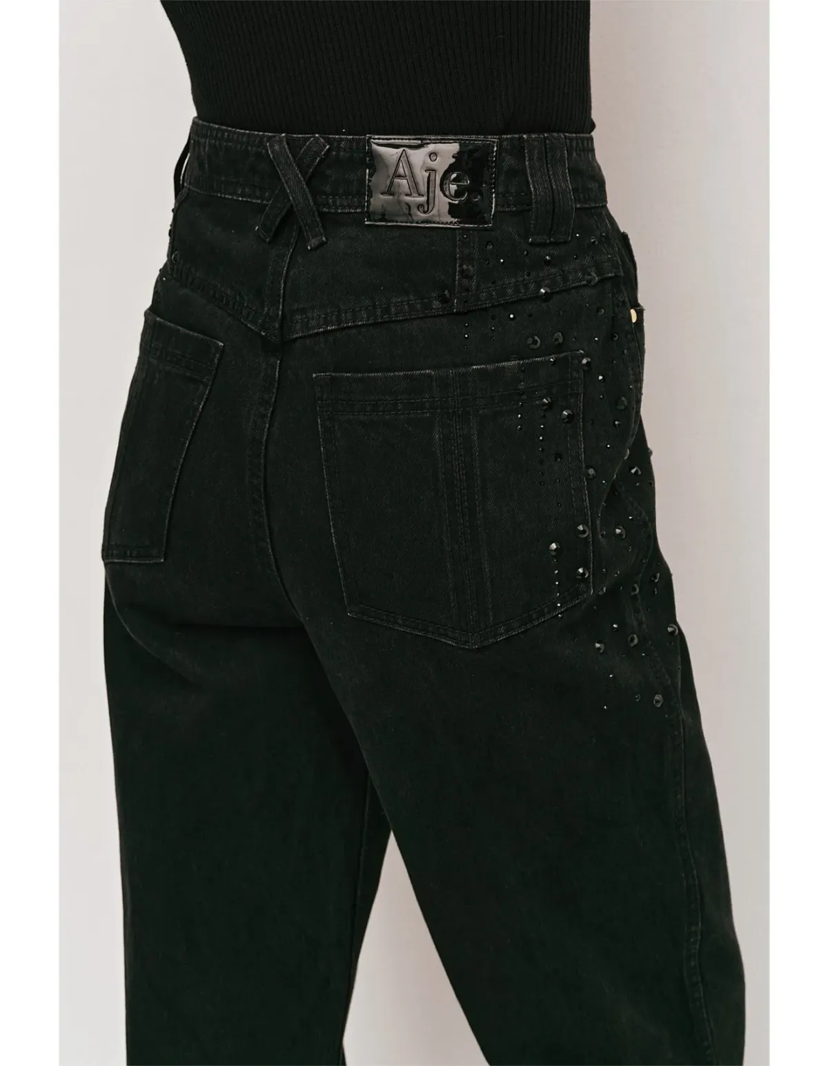 Aje Vanaia Black Tapered Denim Jeans Size 6 - Image 4