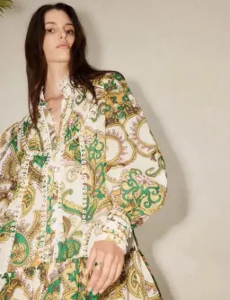 🌿 Alemais Octavia Ruffle Mini Dress size 10 AU / M - yellow / green paisley 🌿 for rent on The Volte - image 5
