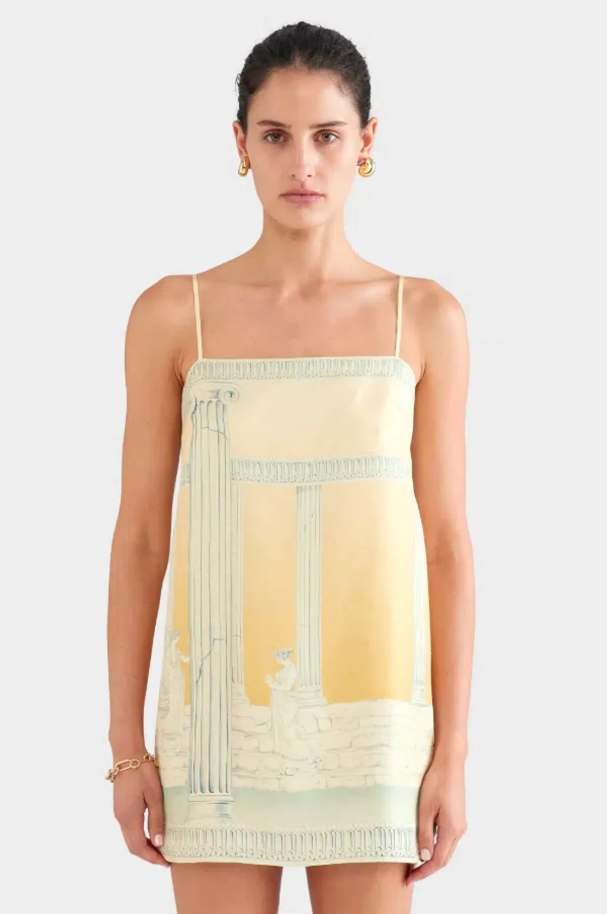 Venroy Silk Twill Mini Dress in Ancient Greek Orange Sunset Yellow Size XS / AU 6  - Image 2