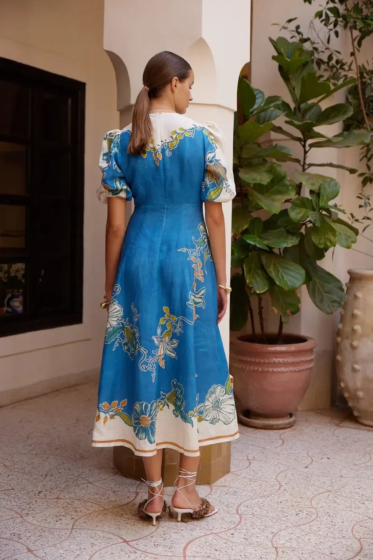 🩵 Alemais Luda Midi Dress - size 10 - Blue Floral Linen Outfit 🩵 - Image 2