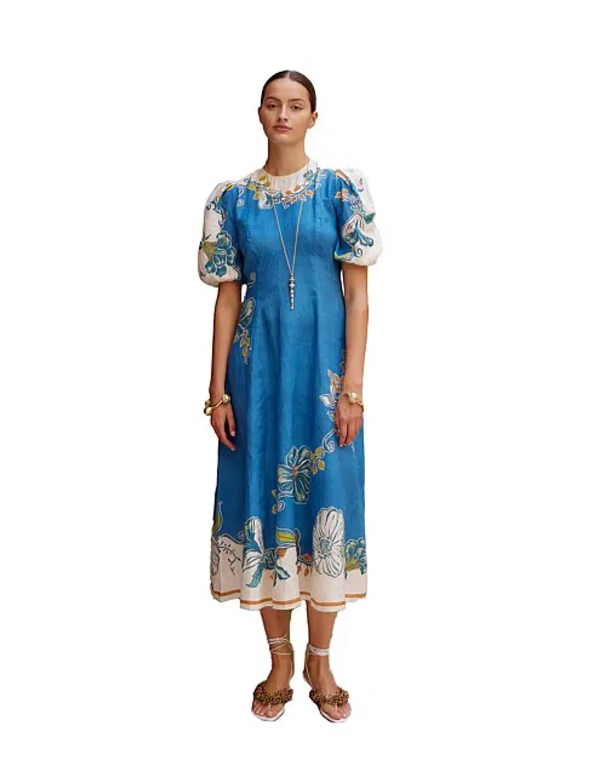 🩵 Alemais Luda Midi Dress - size 10 - Blue Floral Linen Outfit 🩵 - Image 4