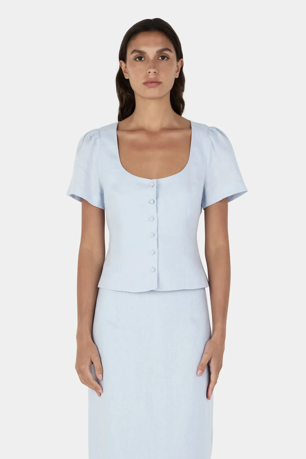HANSEN + GRETEL Sellar Linen Top Baby Blue - Image 1