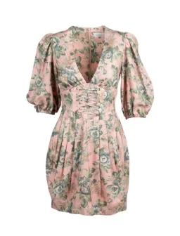 Zimmermann Tempest Lace-Up Mini Dress – Rouge Desert Rose – Size 2 / AU 12 for rent on The Volte - image 4