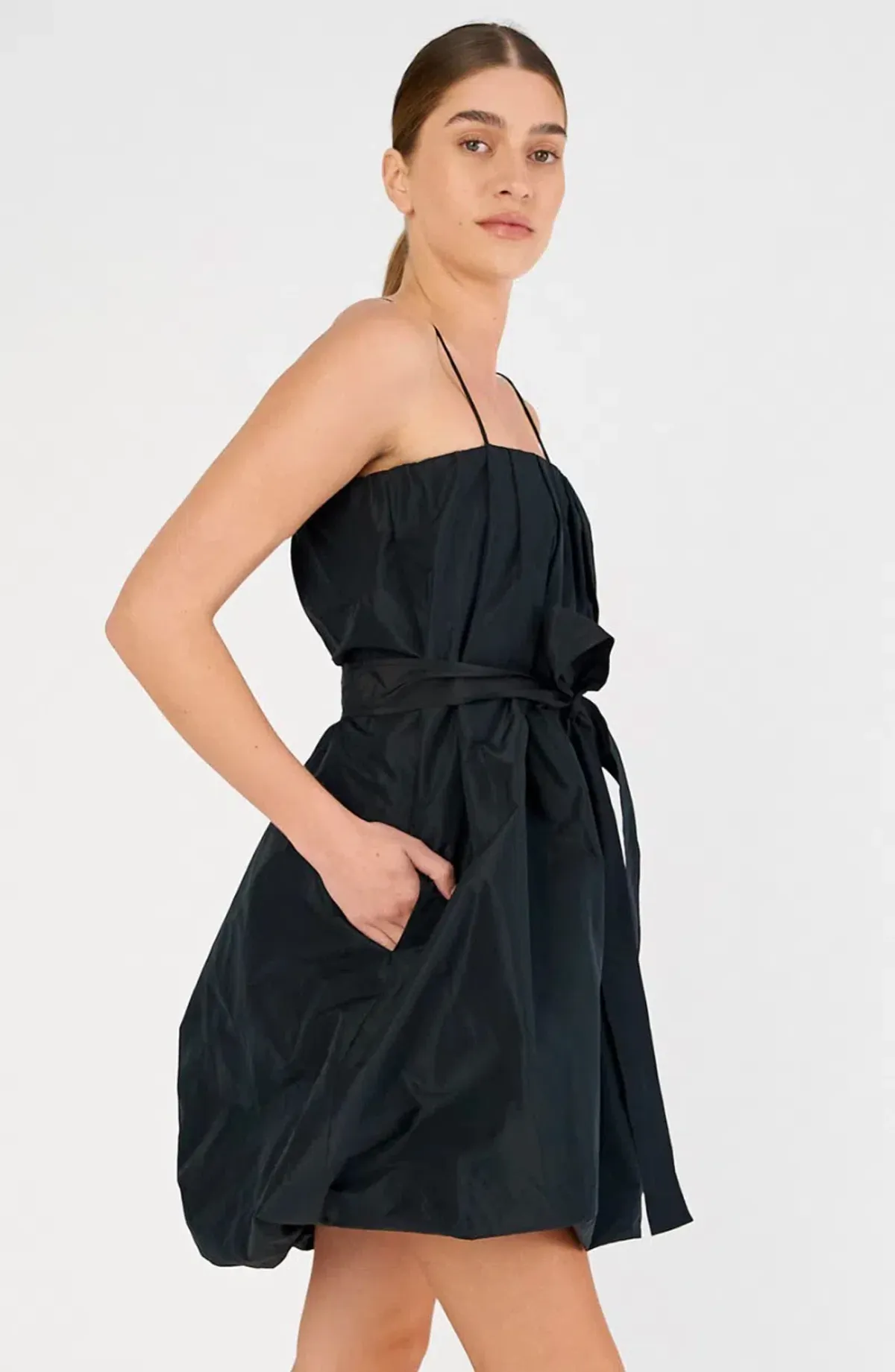 OROTON Taffeta Bubble Mini Dress Black 8 AU - Image 4