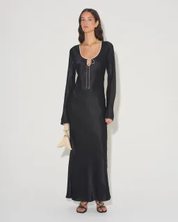 Hansen & Gretel Gwyneth Black long sleeve maxi dress for rent on The Volte - image 1