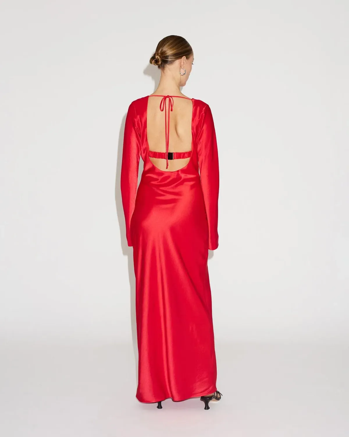 Lover Red Scoop Neck Long Sleeve Maxi Dress - Image 2