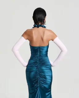 Fanci Club Gianni Floral Halter Steel Blue for rent on The Volte - image 5