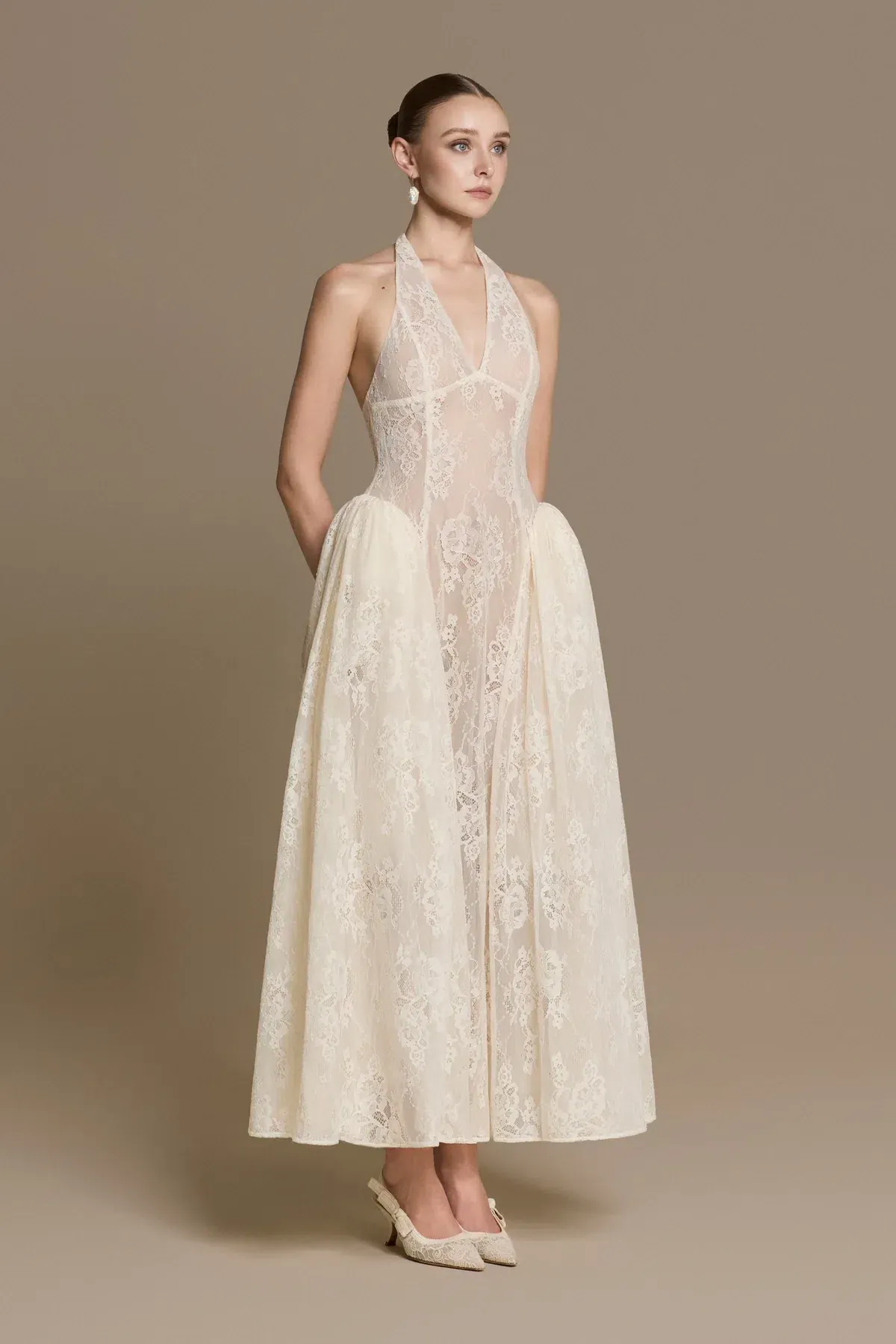Ethereal Lace Halter Dress - Image 1