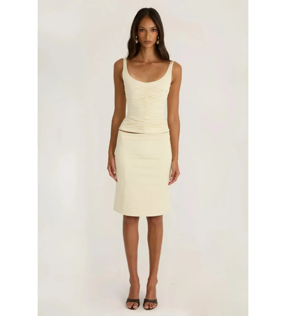 Ance Gria Atlein Top and Midi Skirt Set in Cream Size M/AU10 - Image 1