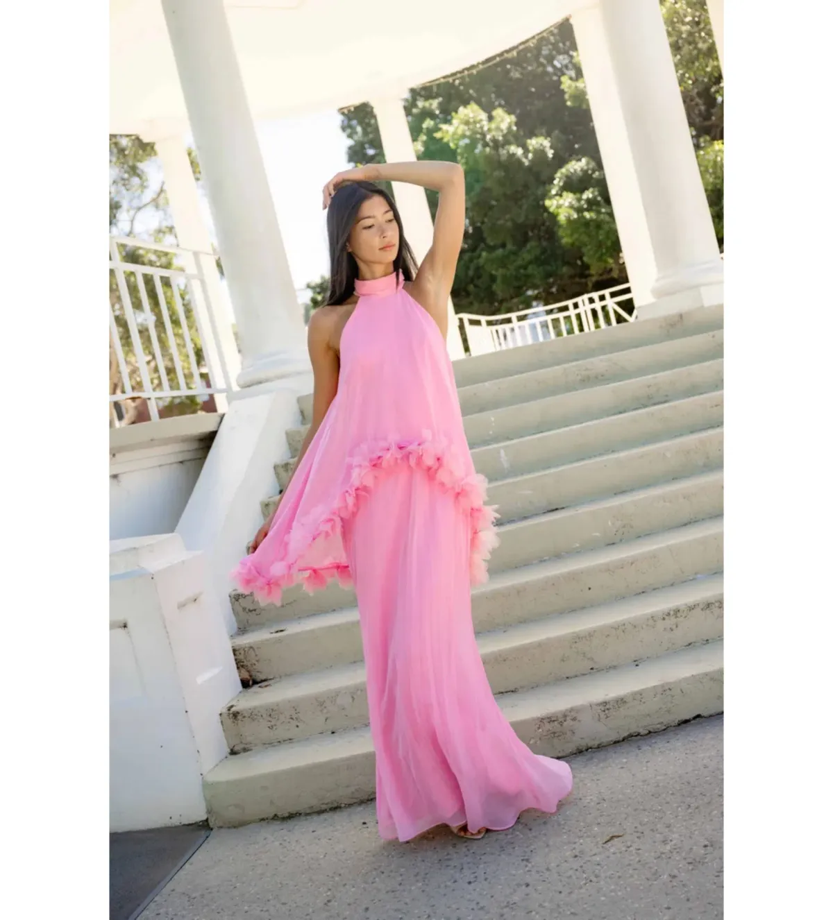 Elliatt Poppy Cape Gown in Pink Size S/AU8 - Image 1