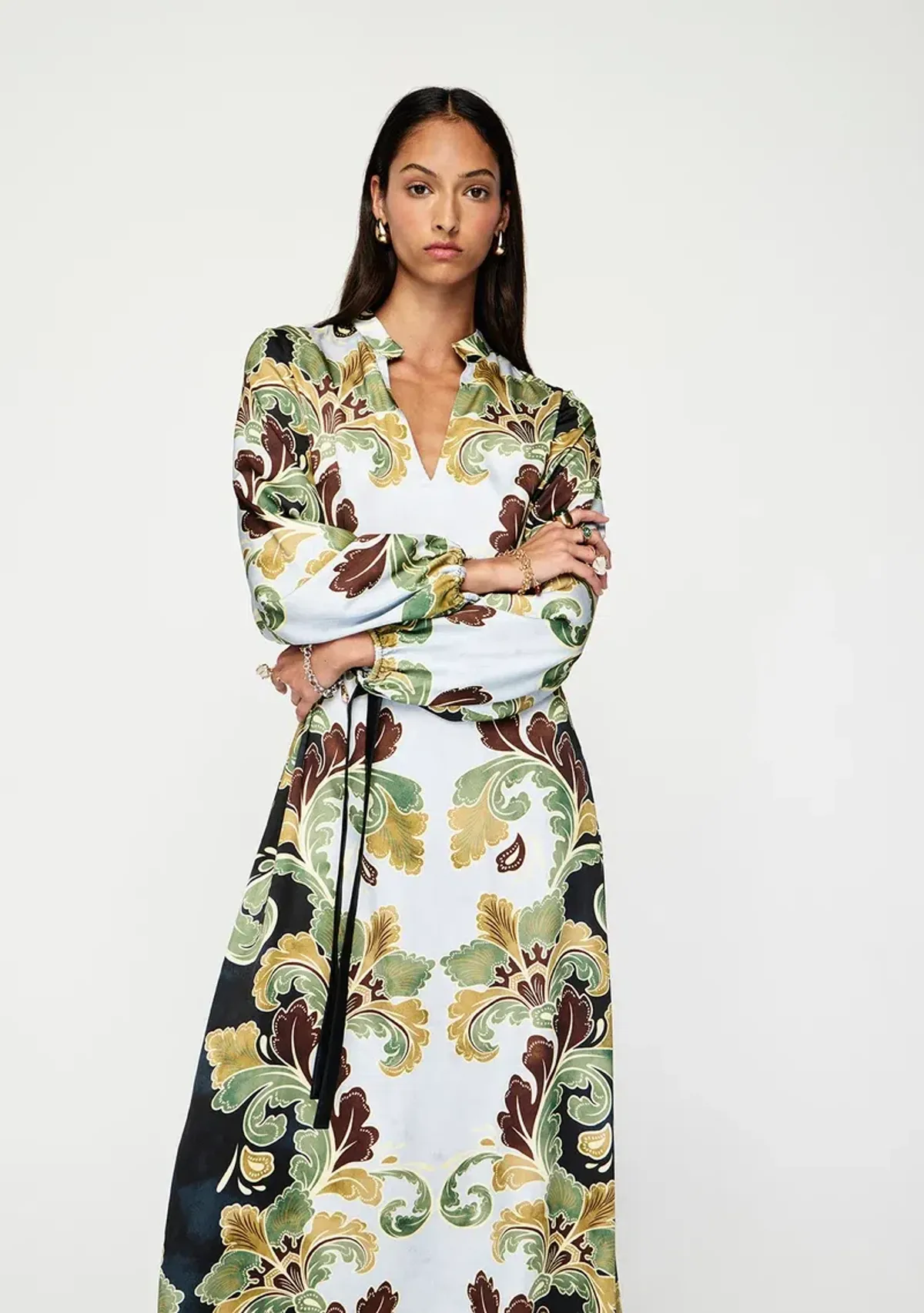 🌻MOS the Label Ivara Midi Dress - Size 14 AU - Satin Floral Green Maxi 🌻 - Image 5