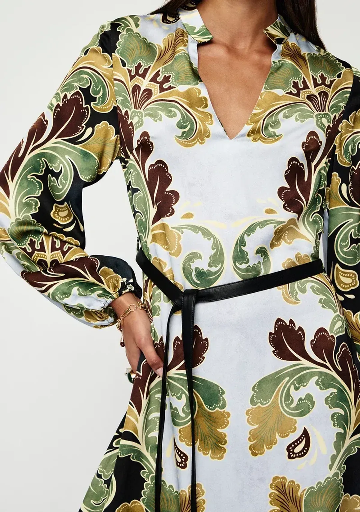 🌻MOS the Label Ivara Midi Dress - Size 14 AU - Satin Floral Green Maxi 🌻 - Image 6