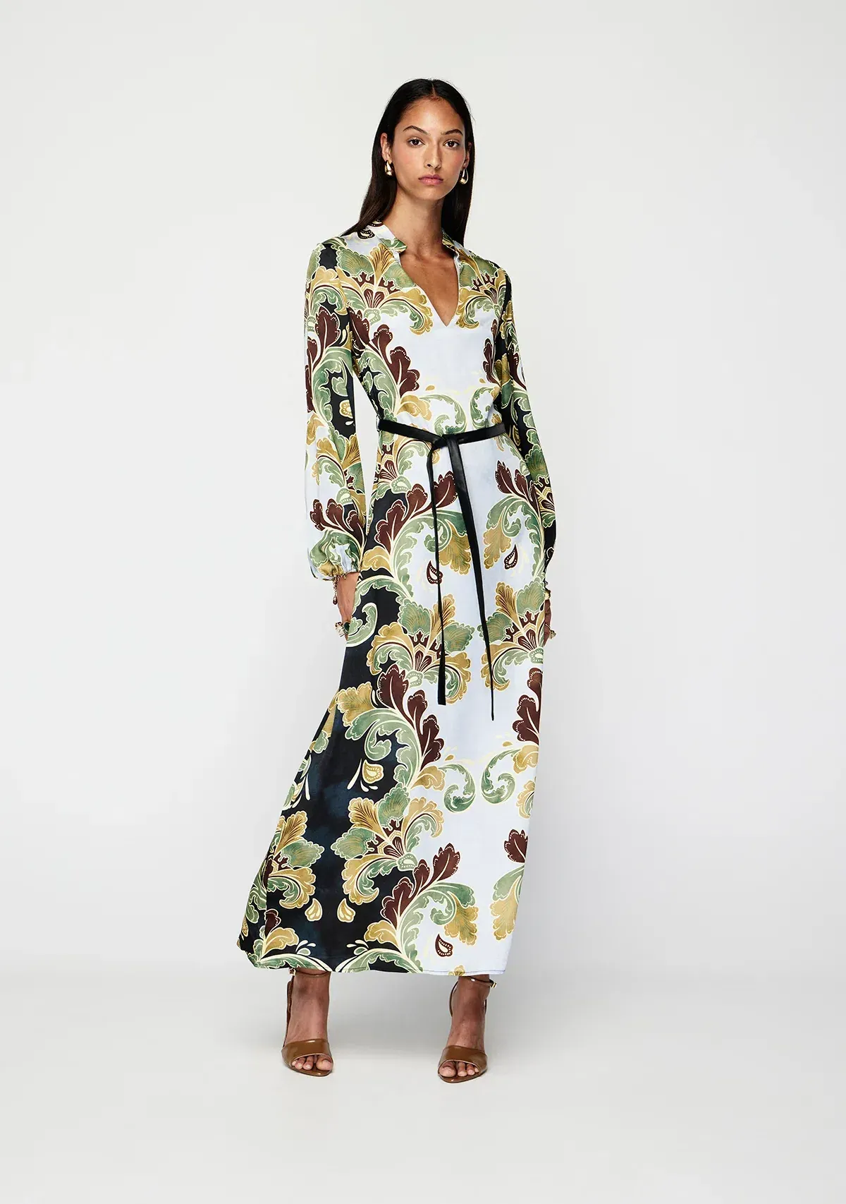 🌻MOS the Label Ivara Midi Dress - Size 14 AU - Satin Floral Green Maxi 🌻 - Image 2