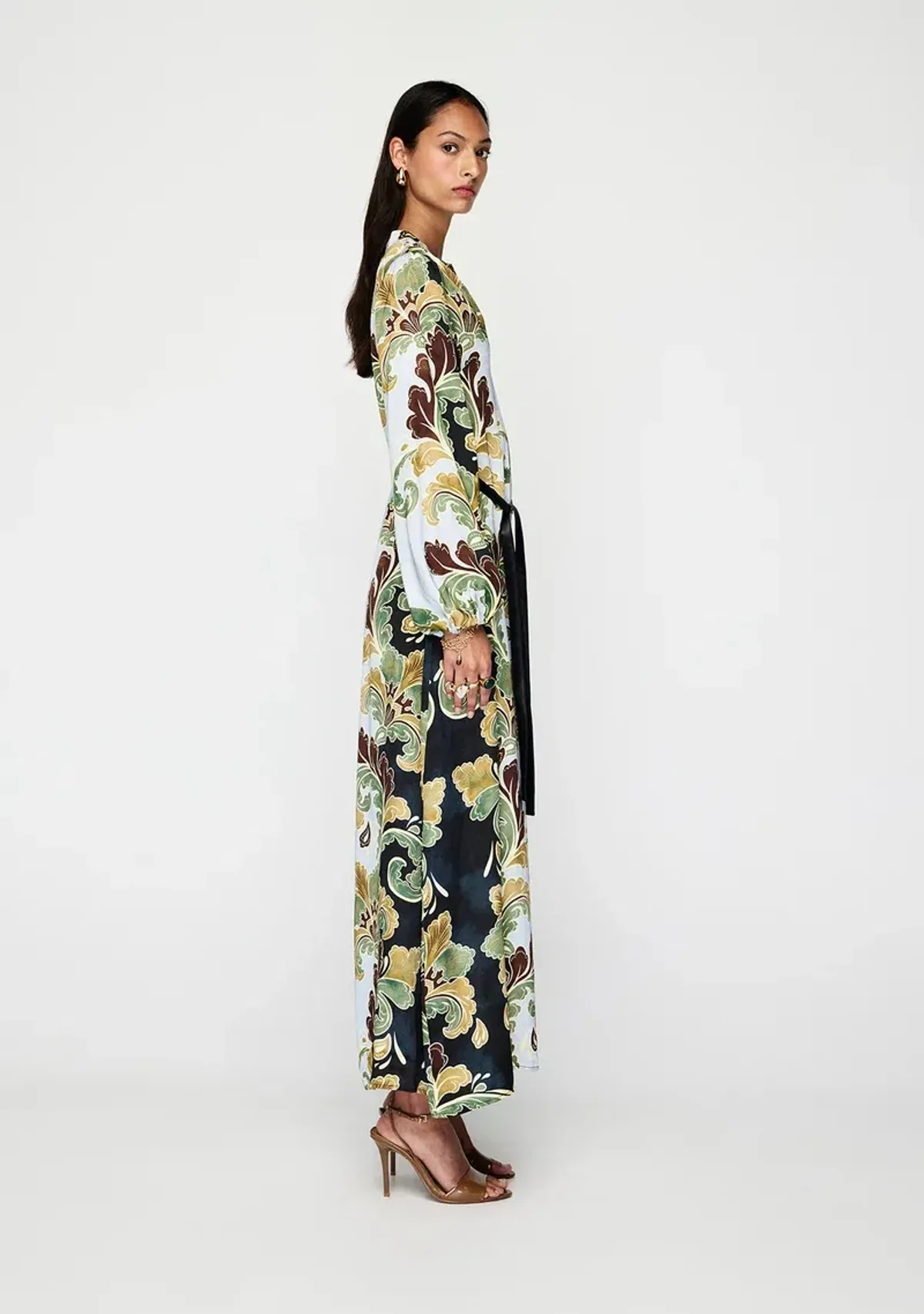 🌻MOS the Label Ivara Midi Dress - Size 12 AU - Satin Floral Green Maxi 🌻 - Image 2