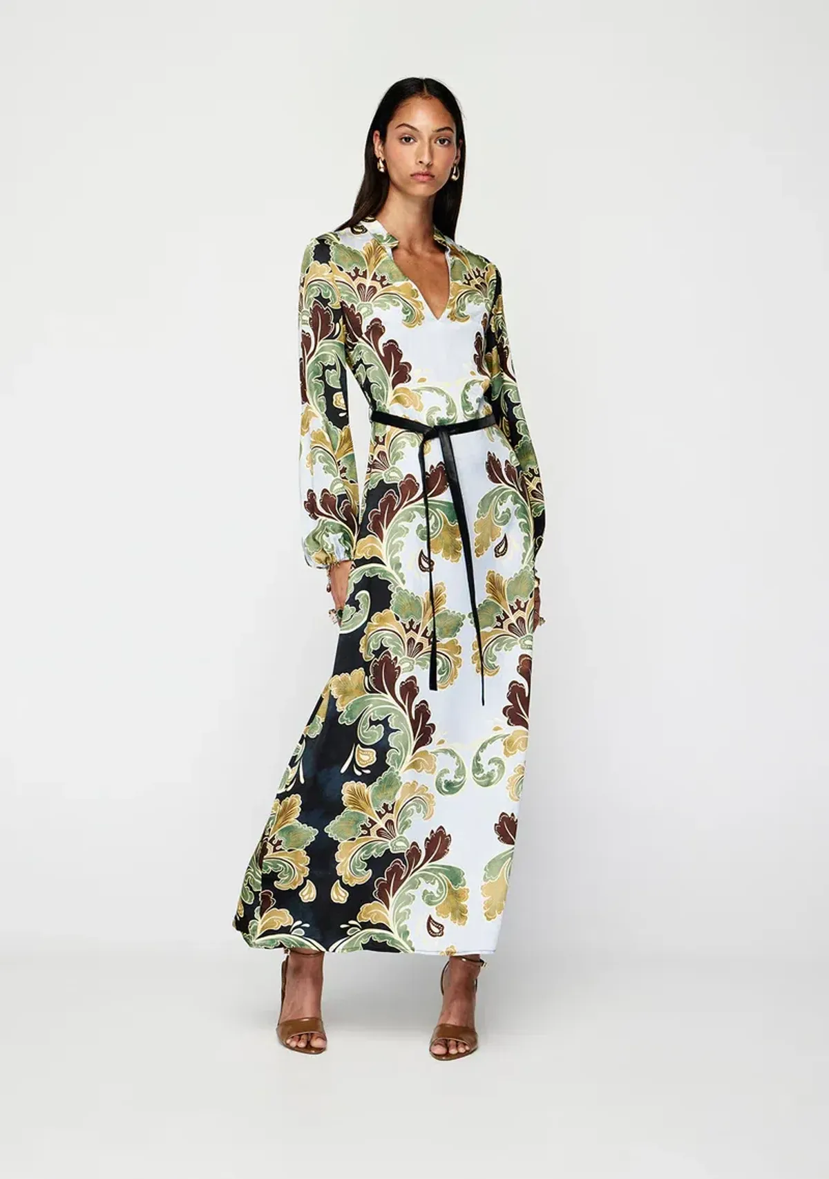 🌻MOS the Label Ivara Midi Dress - Size 12 AU - Satin Floral Green Maxi 🌻 - Image 1