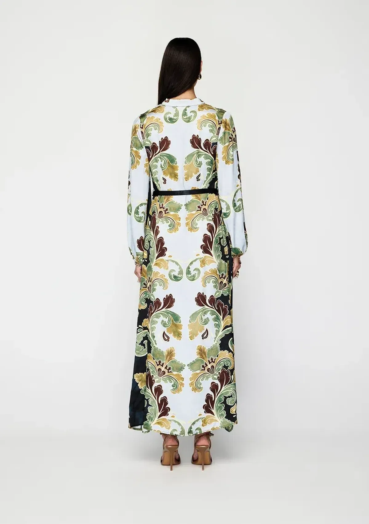 🌻MOS the Label Ivara Midi Dress - Size 12 AU - Satin Floral Green Maxi 🌻 - Image 5