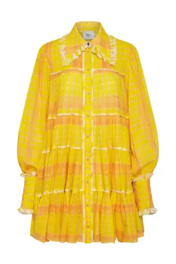 AJE Women's Wilderness Printed Cotton Mini Dress In Yellow for rent on The Volte - image 2