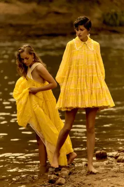AJE Women's Wilderness Printed Cotton Mini Dress In Yellow for rent on The Volte - image 4