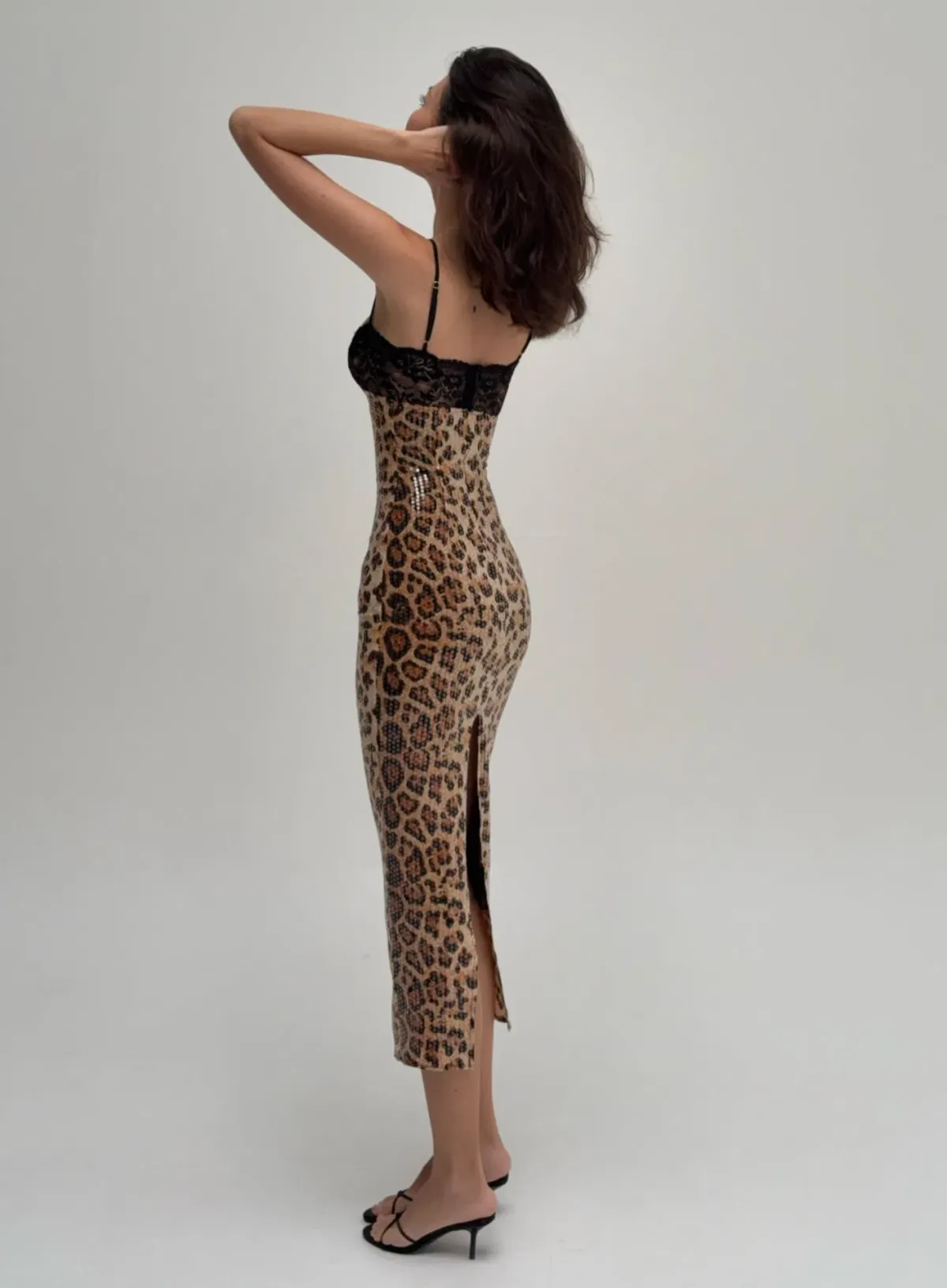Malimarea Chui Sequin Midi Dress in Leopard Print Size L / AU 12 - Image 3