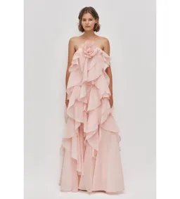 Aje Pandorea Layered Maxi Dress in Pastel Pink Size AU10 for rent on The Volte - image 1