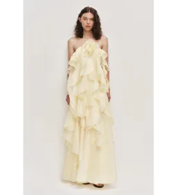 Aje Pandorea Layered Maxi Dress in Butter Size AU10 for rent on The Volte - image 1