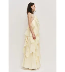 Aje Pandorea Layered Maxi Dress in Butter Size AU10 for rent on The Volte - image 2