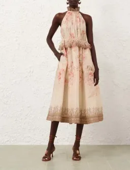Zimmermann Illuminate Halter Midi Dress Size 1/ AU 10 for rent on The Volte - image 1