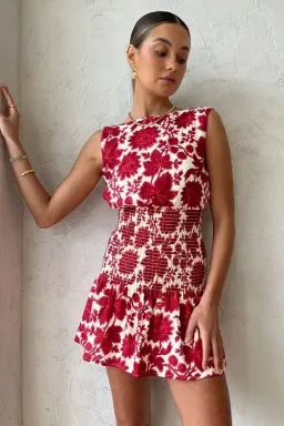 Sir the Label Cinta Open Back Dress Valentina Floral Red Size 3 / AU 12 for rent on The Volte - image 4