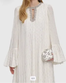 Size 14 Self Portrait - Chiffon Maxi Dress- Ivory with Gold Details for rent on The Volte - image 4