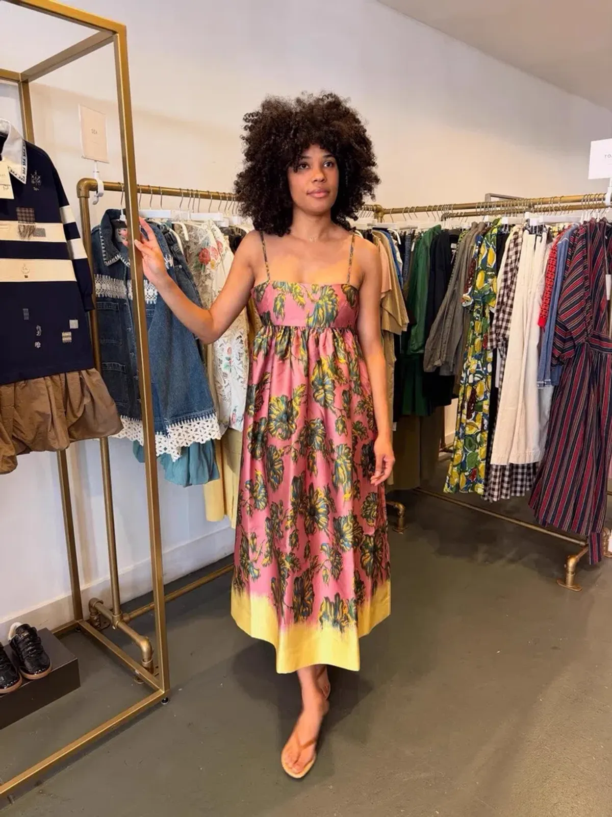 Alemais Faye Floral Midi Dress, Pink and Yellow Floral Dress Size 8 / Size S - Image 3