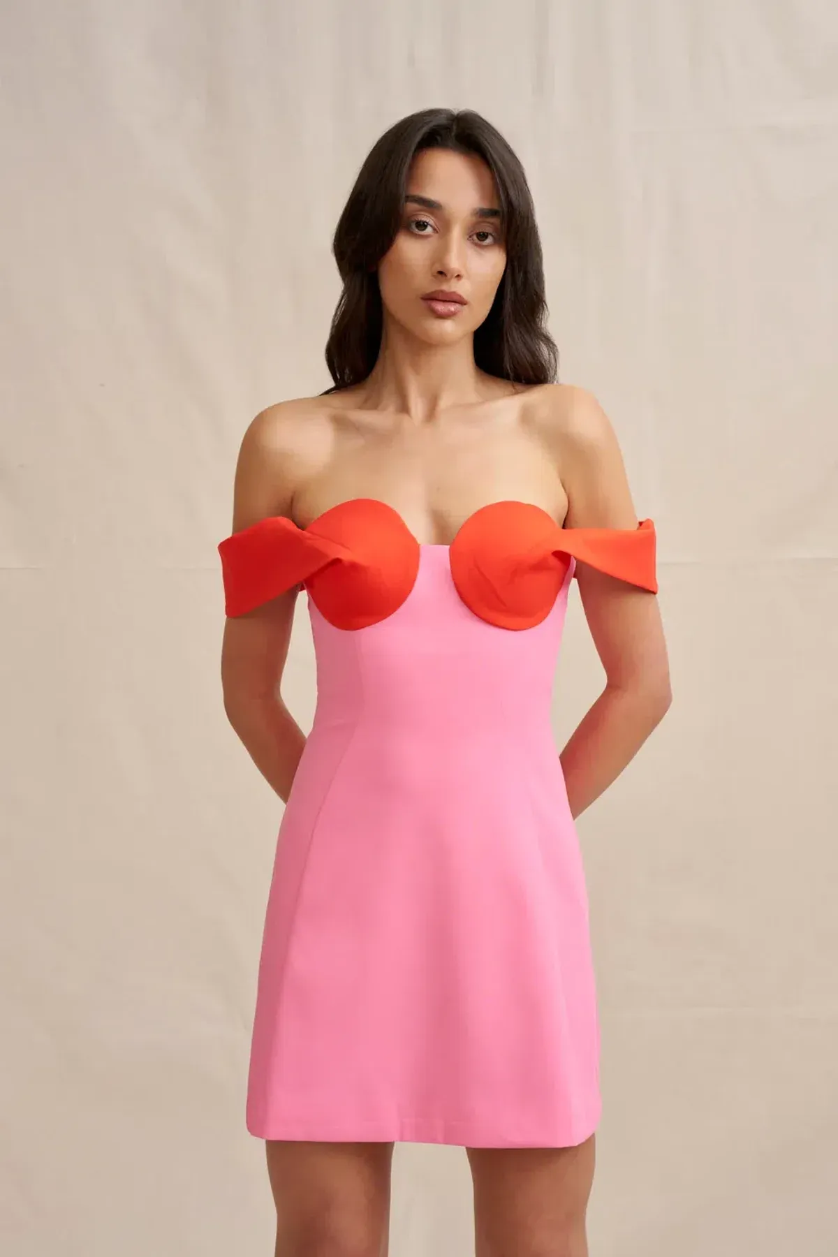 By Johnny Cleo Mini Dress Pink & Red - Size 8 AU / S - Image 3