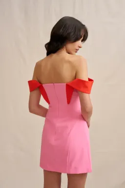 By Johnny Cleo Mini Dress Pink & Red - Size 8 AU / S for rent on The Volte - image 5