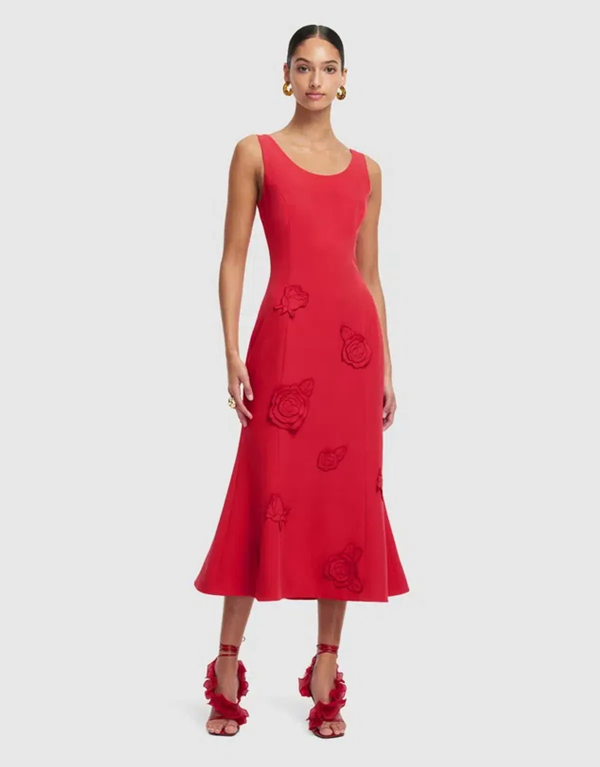 🌹Leo Lin Emily Appliqué Midi Dress in Scarlett Red - Size 8 AU 🌹 - Image 4