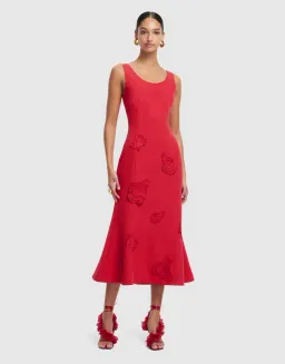 🌹Leo Lin Emily Appliqué Midi Dress in Scarlett Red - Size 8 AU 🌹 for rent on The Volte - image 4