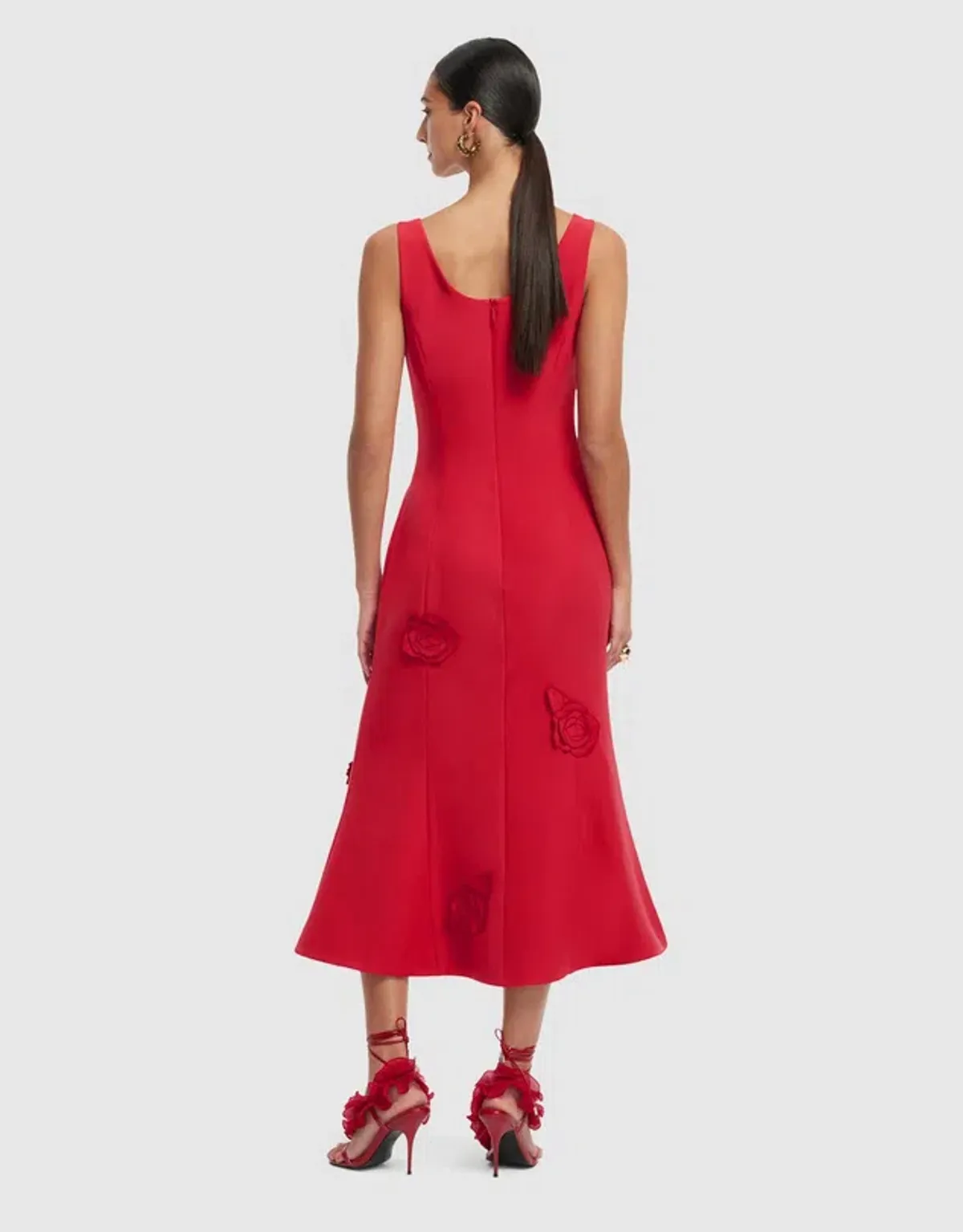 🌹Leo Lin Emily Appliqué Midi Dress in Scarlett Red - Size 8 AU 🌹 - Image 5