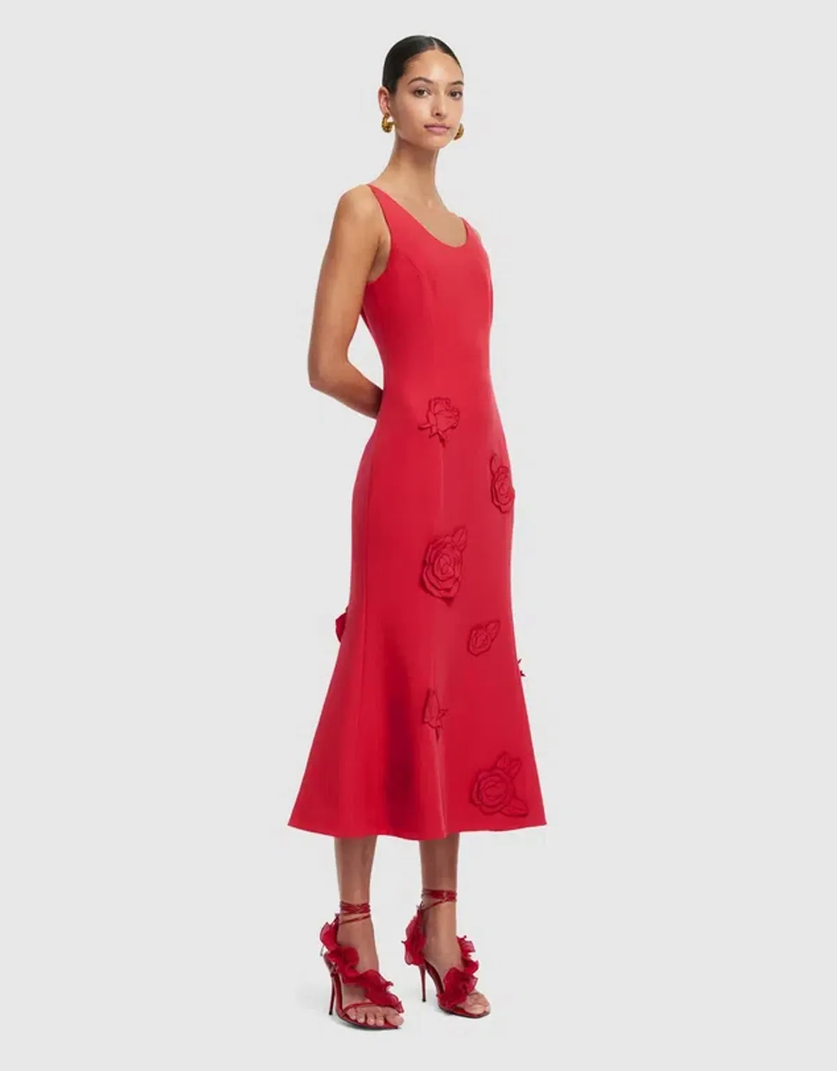 🌹Leo Lin Emily Appliqué Midi Dress in Scarlett Red - Size 8 AU 🌹 - Image 3