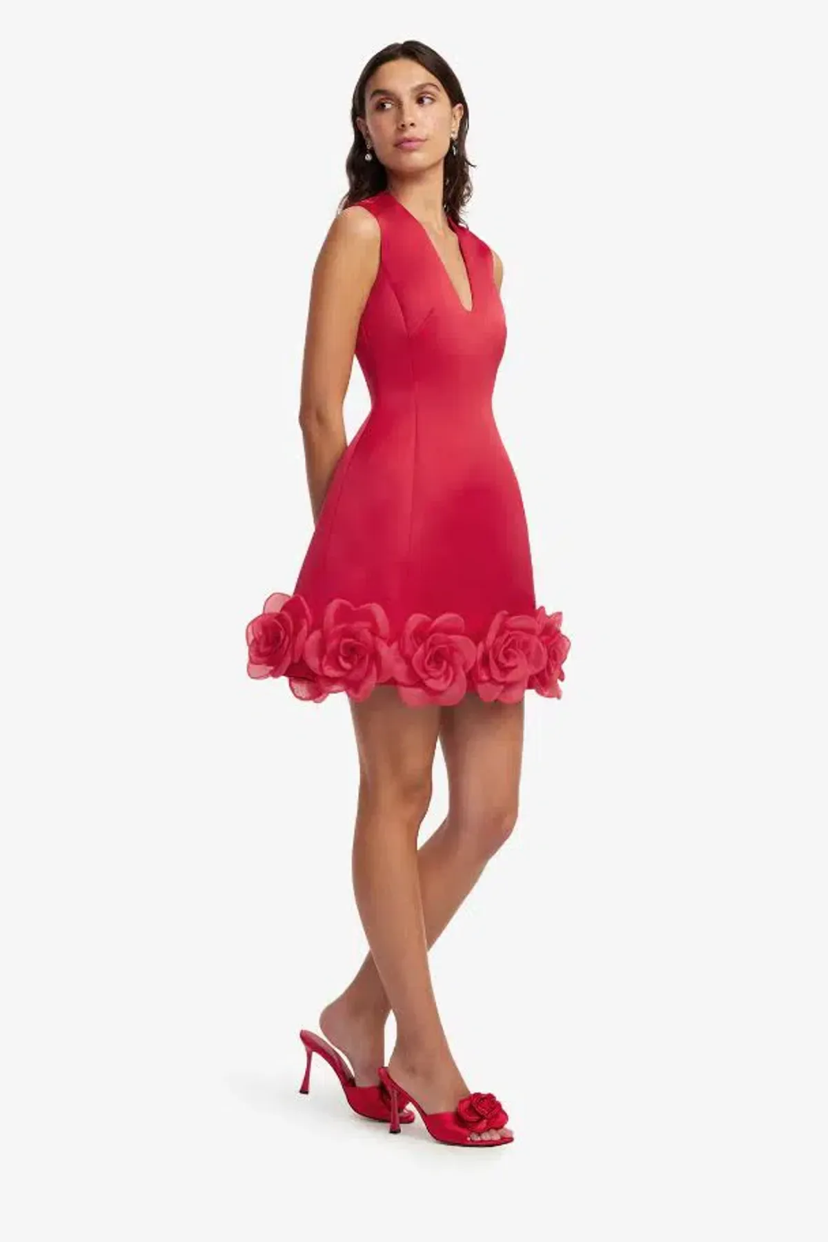 🥀 Leo Lin BREE V neck mini dress - Size 6 - Scarlett Red Floral outfit 🥀 - Image 1
