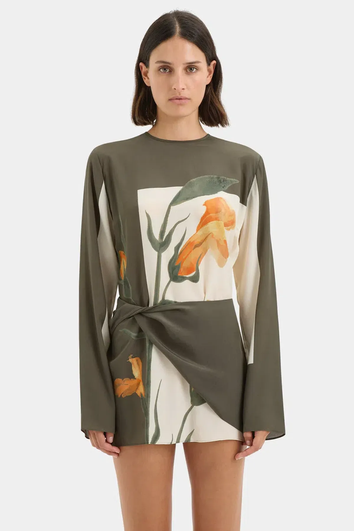 SIR CONSTANCE TWIST MINI DRESS SILK LONG SLEEVE | Size 1 AU 8 - Image 4
