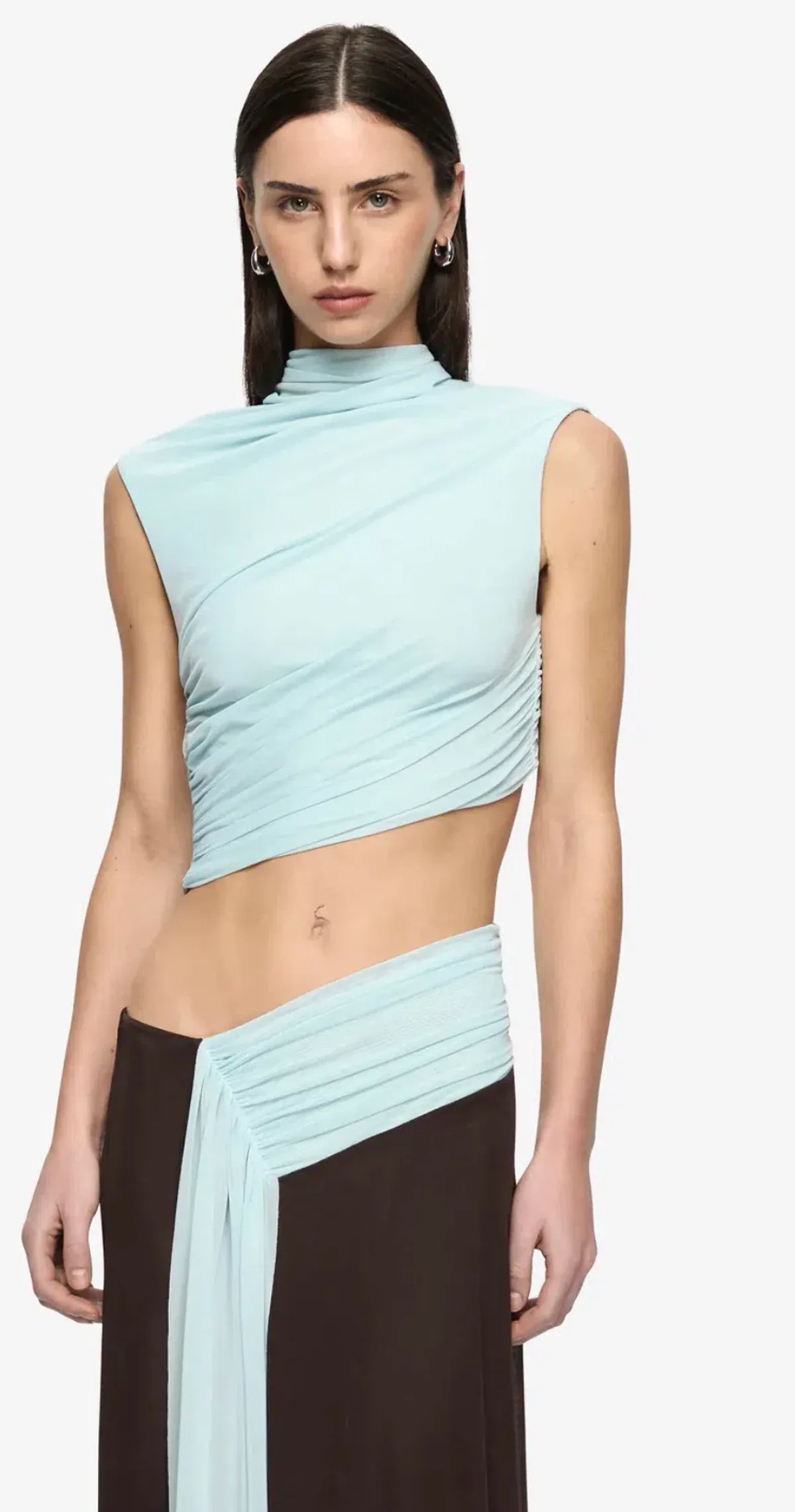 Bec & Bridge - Conni Asym Midi Dress in Arctic Blue/Dark Chocolate - Image 2