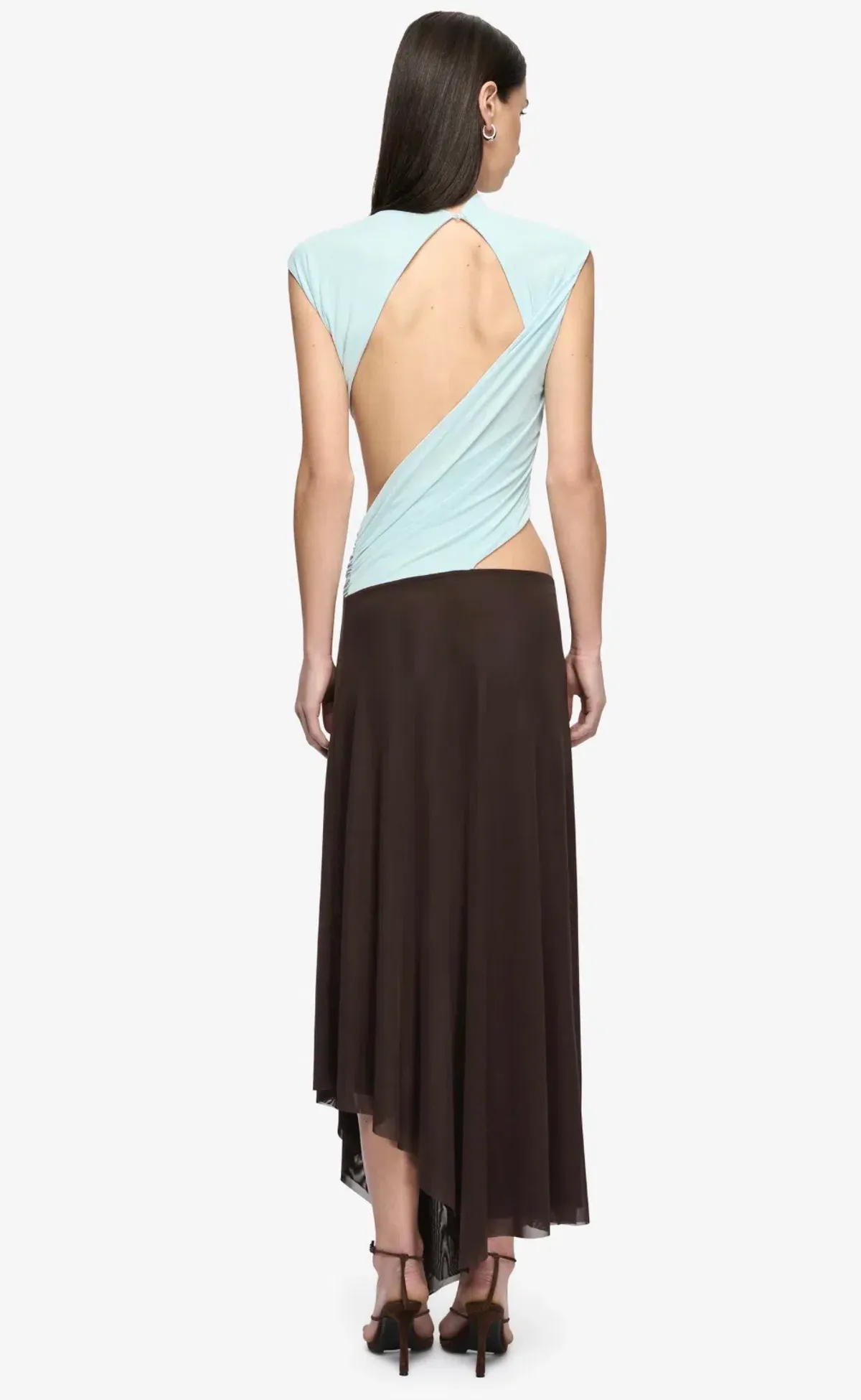 Bec & Bridge - Conni Asym Midi Dress in Arctic Blue/Dark Chocolate - Image 3
