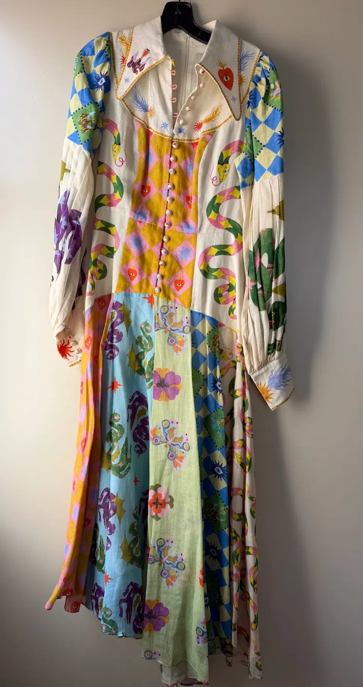 Alemais Lou Balloon Sleeve Shirtdress Multi Colour Size 10 - Image 1