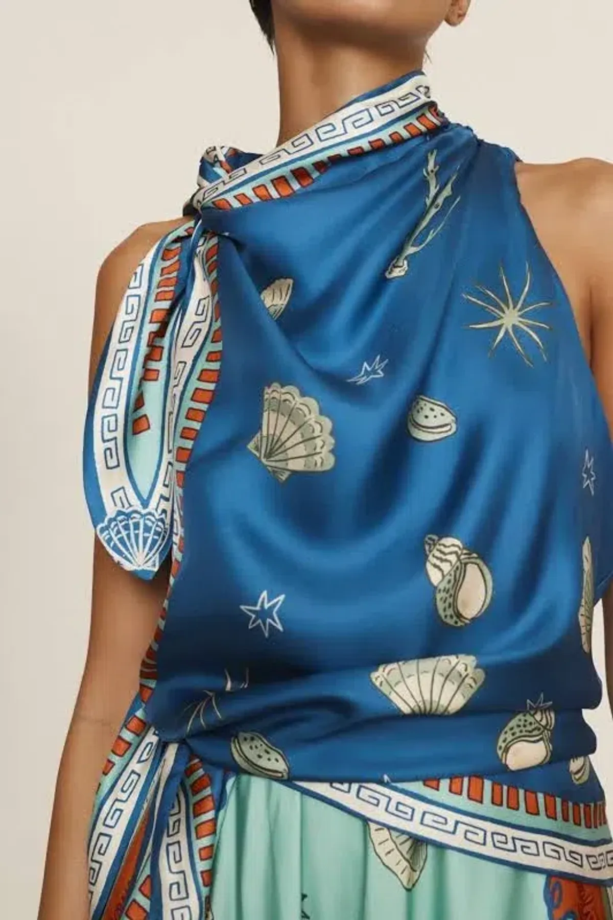 ALEMAIS Surrealist Summer Scarf Midi Dress Size 8 - Image 3
