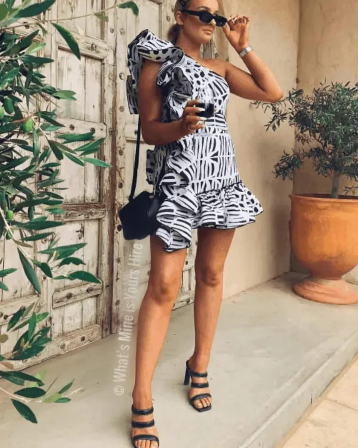 Aje Beronia Mini Cocktail Dress Black White Size 10 - Image 1