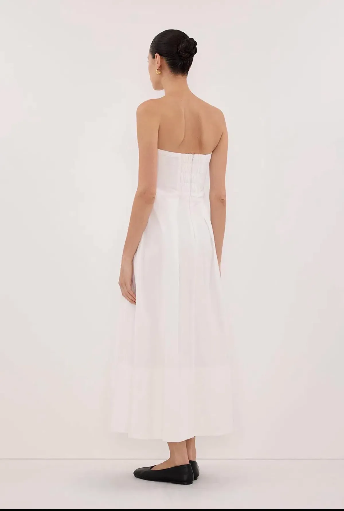 Beautiful DISSH Lilly White Cotton Strapless Midi Dress in size 10. - Image 3