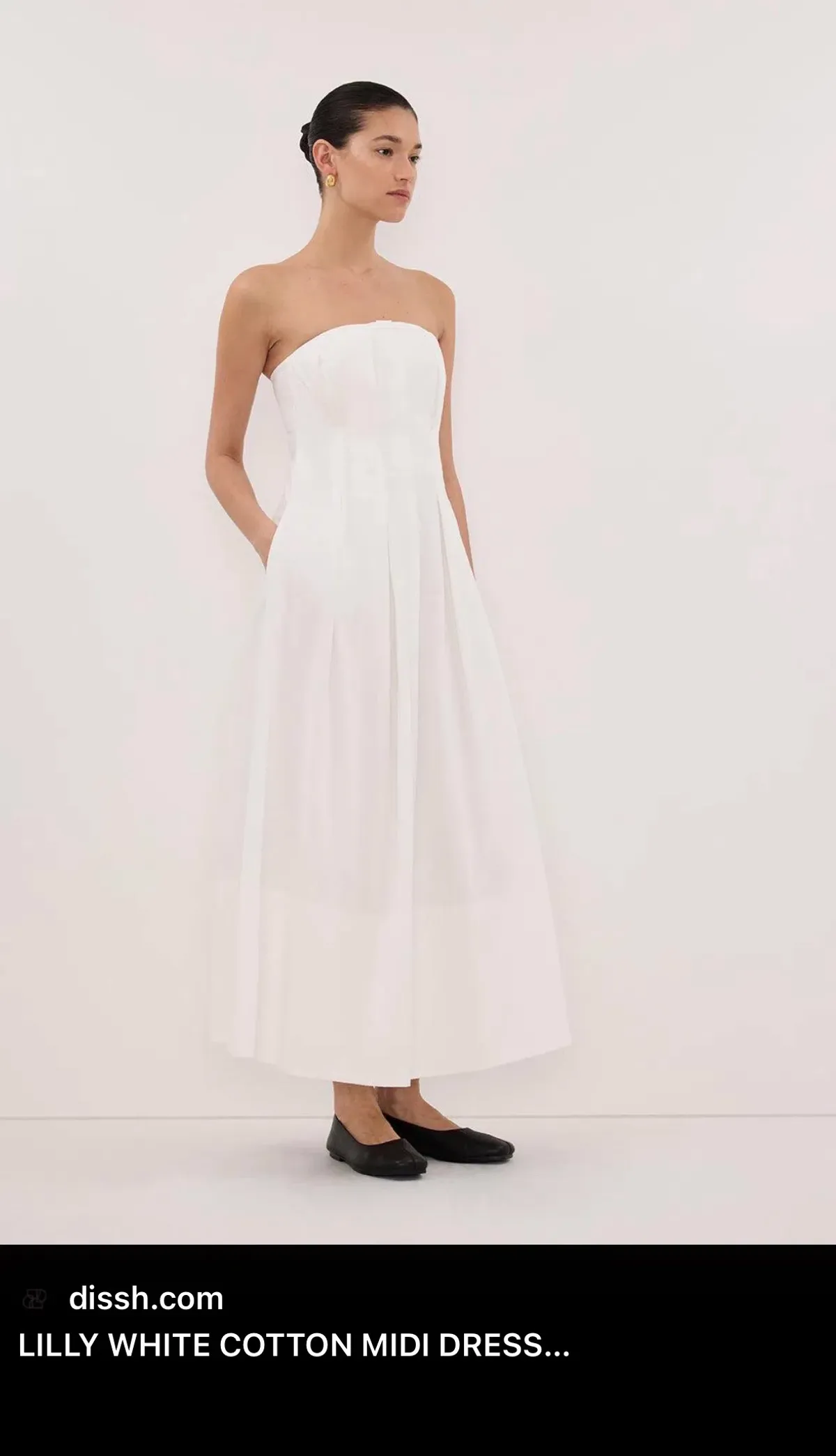 Beautiful DISSH Lilly White Cotton Strapless Midi Dress in size 10. - Image 1
